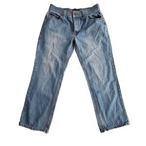 Blue Gear Jeans Men's 34x30 Medium Wash Denim RN #114856 Embroidered Wide Leg